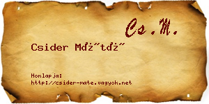 Csider Máté névjegykártya